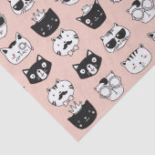 Papier Mousseline Doodles à visage de chat soyeux (Détail)
