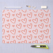 Papier Mousseline Doodles de coeur mignons - rose et rouge (Artisanat)