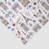 Papier Mousseline Doodles Paris dessinés à la main (Détail)