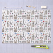 Papier Mousseline Doodles Paris dessinés à la main (Artisanat)