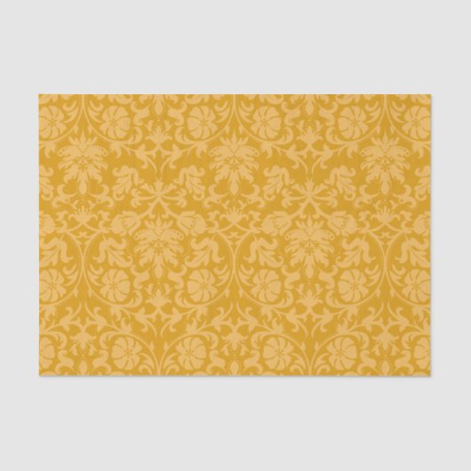 Papier Mousseline Doré jaune Floral Damask (Recto)