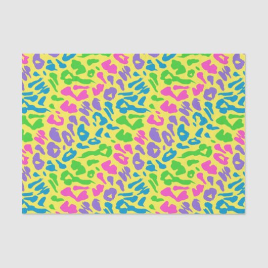 Papier Mousseline Dos Jaune Leopard Néon Découpage (Recto)