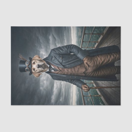 Papier Mousseline Double Elegant Victorian Steampunk Lab Chien Art (Recto)