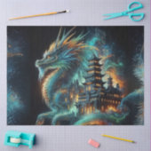 Papier Mousseline Double exposition Dragon chinois & Découpage Templ (Artisanat)