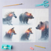 Papier Mousseline Double exposure Wild animal bundle (Artisanat)