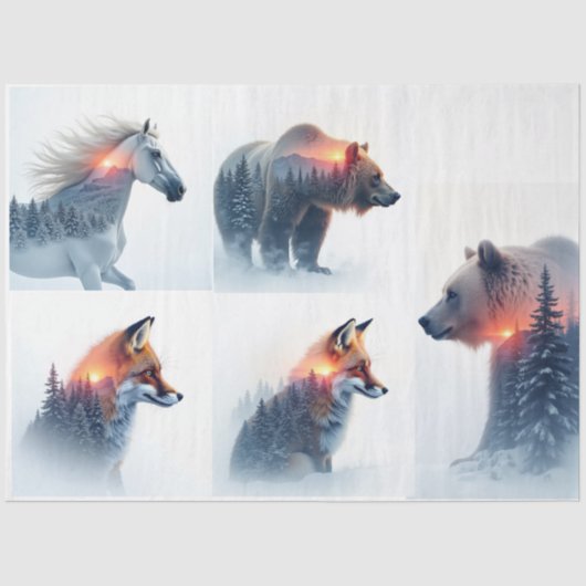 Papier Mousseline Double exposure Wild animal bundle (Recto)