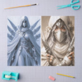 Papier Mousseline Double image d'une guerrière dans la page de décou (Artisanat)