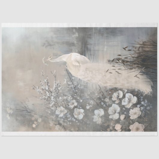 Papier Mousseline Doublure d'argent, Peacock blanc, Imaginaire paris (Recto)