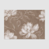 Papier Mousseline Douche de Mariage Fleurie Marron Crème (Recto)