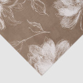 Papier Mousseline Douche de Mariage Fleurie Marron Crème (Détail)