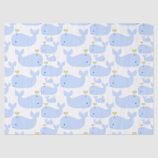 Papier Mousseline Douche infantile de cadeau de baleines de bleus (Recto)