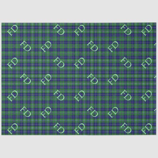 Papier Mousseline Douglas Tartan officiel avec monogramme / initiale (Recto)