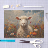 Papier Mousseline Doux mouton et peinture Fleur sauvage Découpage (Artisanat)