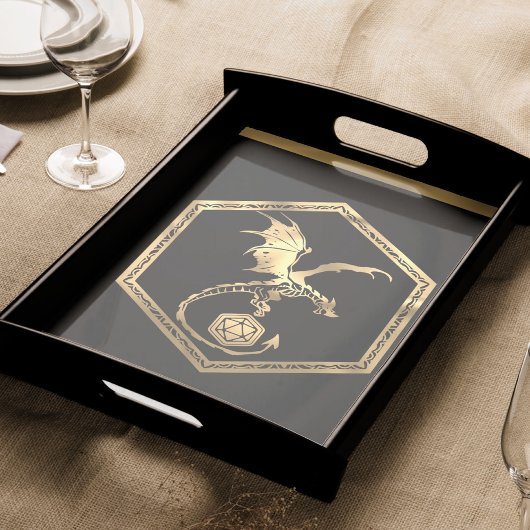 Papier Mousseline Dragon à dés RPG | Joueur de rôle Gold Retro Table