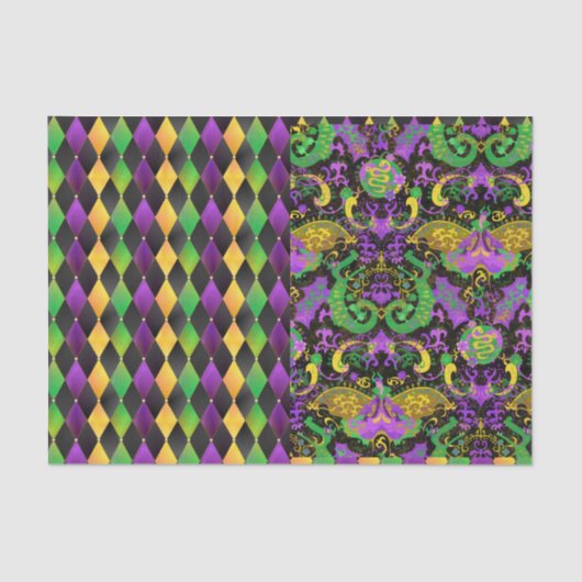 Papier Mousseline Dragon aux couleurs mardi Gras, Diamant (Recto)