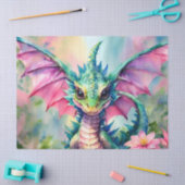 Papier Mousseline Dragon Avec Ailes Roses Aquarelle (Artisanat)