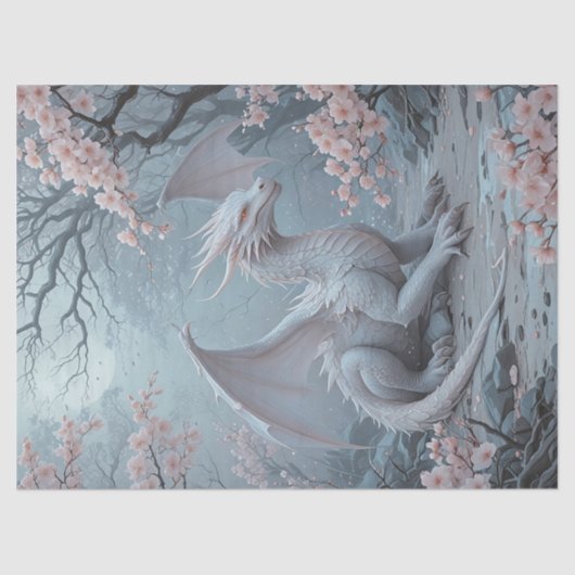 Papier Mousseline dragon blanc au printemps (Recto)