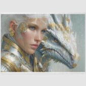 Papier Mousseline Dragon blanc Steampunk Imaginaire Art Découpage (Recto)