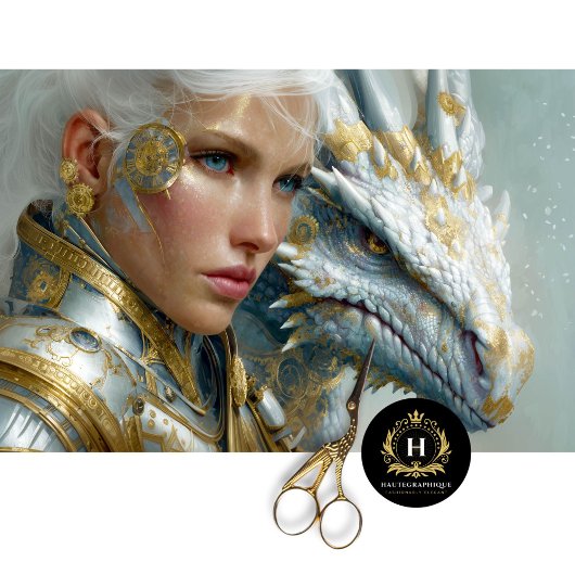 Papier Mousseline Dragon blanc Steampunk Imaginaire Art Découpage