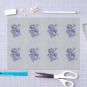 Papier Mousseline Dragon bleu (Artisanat)
