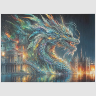 Papier Mousseline Dragon chinois arc-en-ciel dans la décomposition d