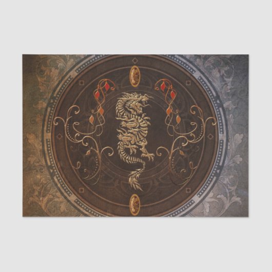 Papier Mousseline Dragon chinois d'or (Recto)