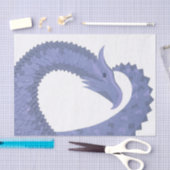 Papier Mousseline Dragon de coeur gris bleu sur blanc (Artisanat)