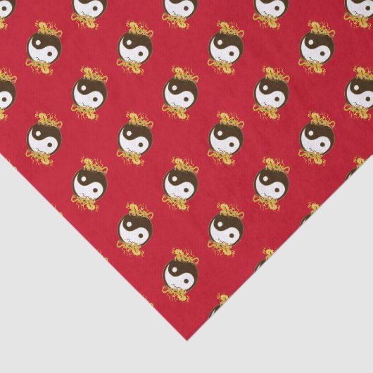 Papier Mousseline Dragon d'or Yin Yang (Détail)