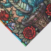Papier Mousseline Dragon en verre de Faux Stainé avec Rose (Détail)