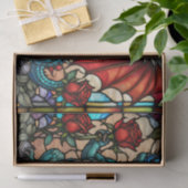 Papier Mousseline Dragon en verre de Faux Stainé avec Rose (Cadeau)