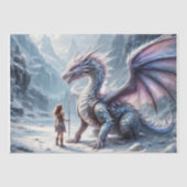 Papier Mousseline Dragon et Guerrière -Découpage- (Recto)