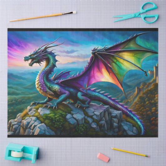 Papier Mousseline Dragon Iridescente Garde Sa Terre (Artisanat)
