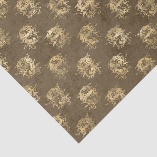 Papier Mousseline Dragon mythique d'or (Détail)