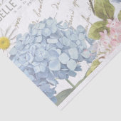 Papier Mousseline Dragon Script Français Bleu Rose Hydrangée Fleur (Détail)