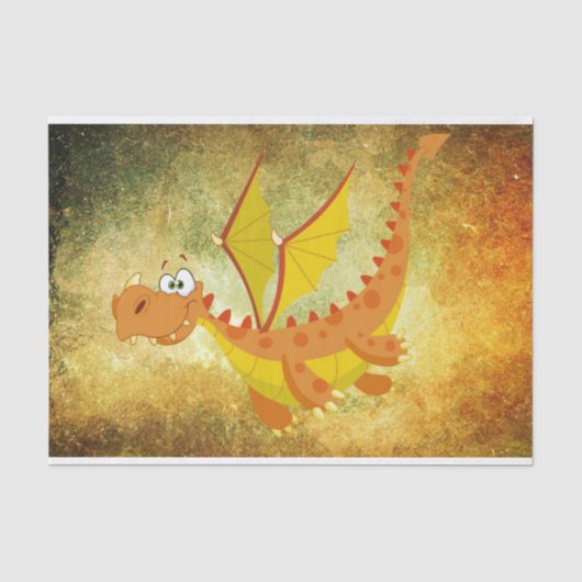Papier Mousseline Dragon sur une texture orange (Recto)