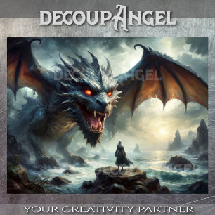 Papier Mousseline Dragon Terre - Découpage