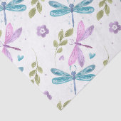 PAPIER MOUSSELINE DRAGONFLIERS DE COULEUR D'EAU ROSE BLEU (Détail)