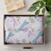 PAPIER MOUSSELINE DRAGONFLIERS DE COULEUR D'EAU ROSE BLEU (Cadeau)