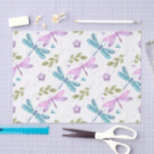 PAPIER MOUSSELINE DRAGONFLIERS DE COULEUR D'EAU ROSE BLEU (Artisanat)