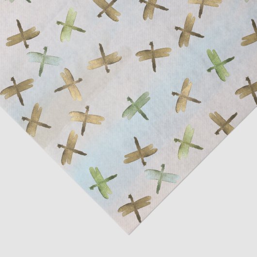 Papier Mousseline Dragonflies d'aquarelle or (Détail)