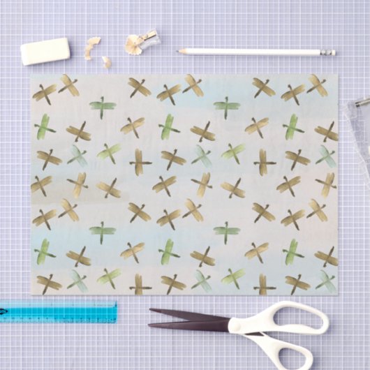 Papier Mousseline Dragonflies d'aquarelle or (Artisanat)