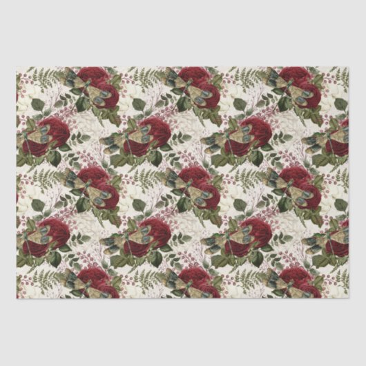 Papier Mousseline Dragonflies de crème et Roses (Recto)