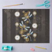 Papier Mousseline Dragonflies de Steampunk sur arrière - plan rayé b (Artisanat)