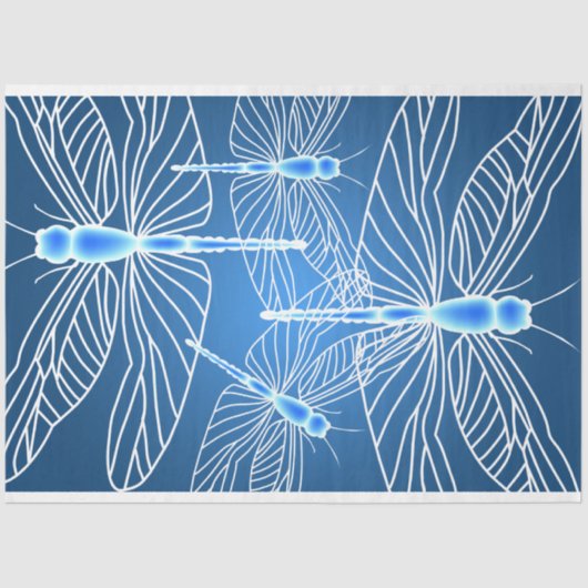 Papier Mousseline Dragonfly Aqua Dragonflies Decoupage (Recto)