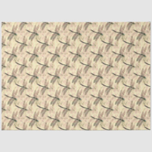 Papier Mousseline Dragonfly Artistic Gold Design Motif Decoupage