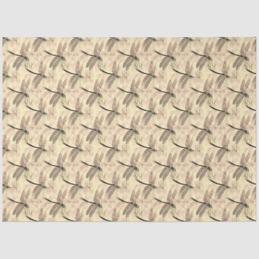 Papier Mousseline Dragonfly Artistic Gold Design Motif Decoupage (Recto)