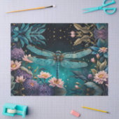 Papier Mousseline Dragonfly dans un jardin fleuri la nuit (Artisanat)