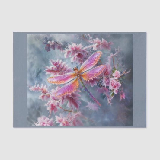 Papier Mousseline Dragonfly et fleurs aliens fractées (Recto)