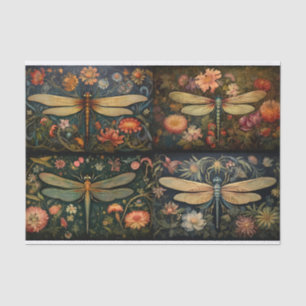Papier Mousseline Dragonfly in Florals Collage 1 papier décolpage