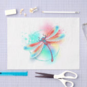 Papier Mousseline Dragonfly rouge sur l'arrière - plan aquarelle (Artisanat)
